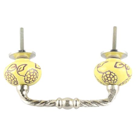 Yellow Marigold Etched Floral Ceramic Cut Bridge Handle